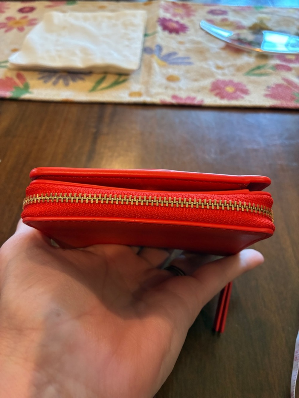 Tory Burch Bright orange Zip-Around Wallet with Logo Medallion - Picture 9 of 9